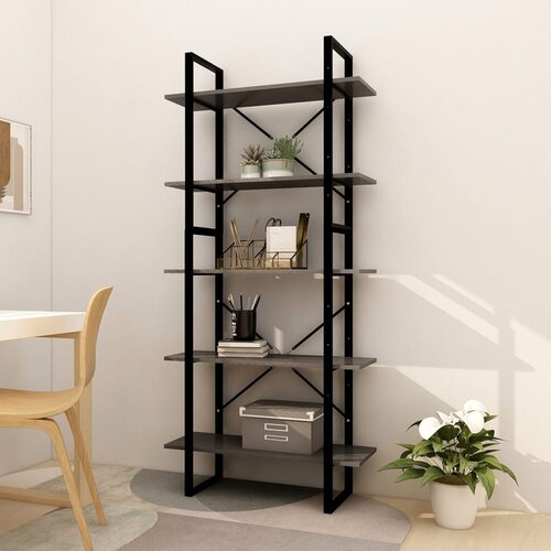 VidaXL Ormarić za knjige s 5 razina sivi 80 x 30 x 175 cm od borovine Slike