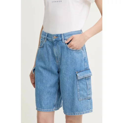 PepeJeans Jeans kratke hlače RELAXED SHORT HW WORKER ženske, rjava barva, PL801136