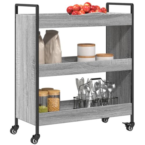  Kuhinjska kolica siva boja hrasta 70x30x82 cm konstruirano drvo Slike