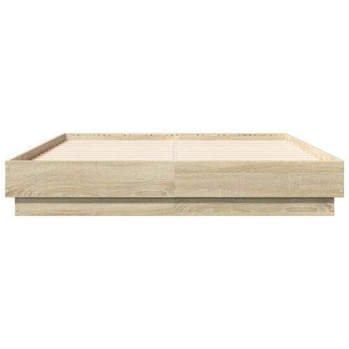 VidaXL Okvir za krevet boja hrasta 135x190 cm od konstruiranog drva Slike