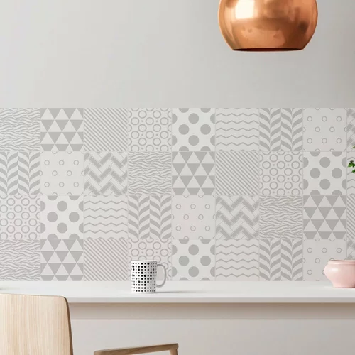 Ambiance Komplet 9 stenskih nalepk Cement Tiles Scandinavian Finnish, 10 x 10 cm