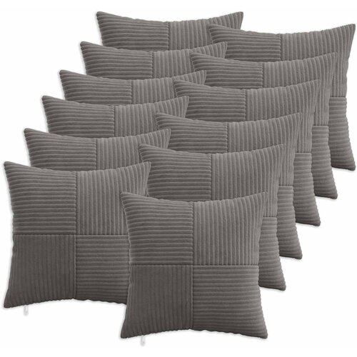  Presvlaka za jastuk 12 pcs ALMELO Tamnosiva 50 x 50 cm Kord Cene