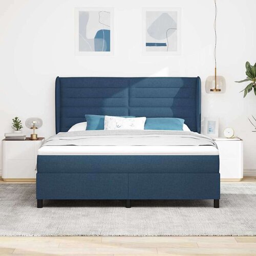 Box spring krevet s madracem Plava 180 x 200 cm tkanina Slike