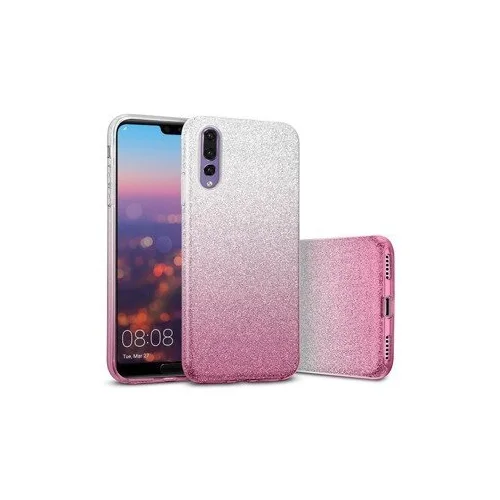 Silikonski ovitek z bleščicami Bling 2v1 za Samsung Galaxy S20 Plus G985 - srebrno pink