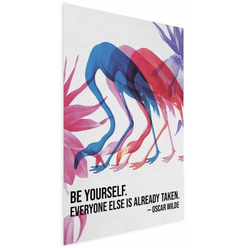  Plakat - Colorful Repetition - three flamingo silhouettes with an inspiring quote 40x60 Bez okvira Cijene