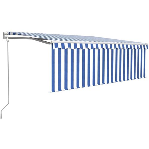 VidaXL Automatska tenda s roletom i senzorom LED 4 5x3 m plavo-bijela Slike