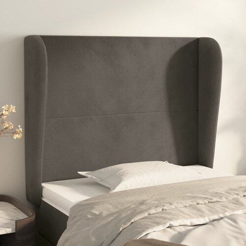 VidaXL Uzglavlje s u&amp;scaron;ima tamnosivo 83 x 23 x 118/128 cm bar&amp;scaron;unasto Slike