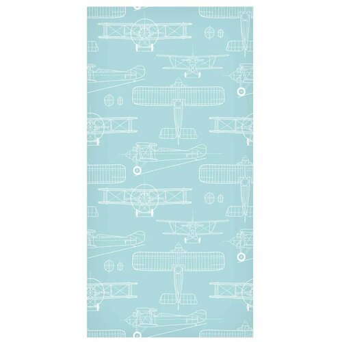  Tapeta - Sketch - Outline of an airplane in white on a turquoise background. 50x1000 Vodootporna Slike