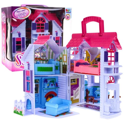  Kućica za lutke s ručkom za no&amp;scaron;enje - lila Slike