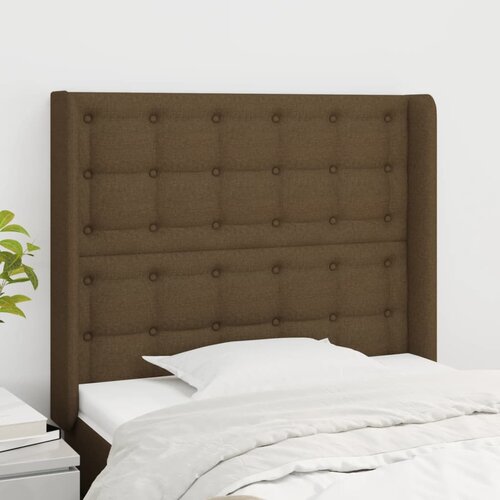  the living store vzglavje z u&amp;scaron;esi temno rjavo 83x16x118/128 cm blago - vzglavje, (21441179) Slike