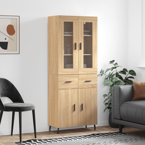 vidaXL Visoka komoda sonoma hrast 69,5x34x180 cm inženirski les Cene