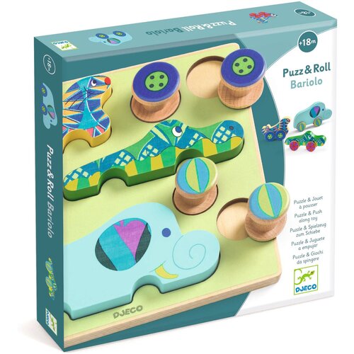 Djeco Puzzle &amp;amp; Push Along Toy Animal Toy Cars aktivna umetaljka 18m+ 12 kom Slike