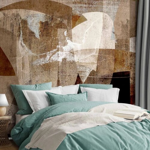 Foto tapeta - Geometric abstraction with shapes - composition in brown colours 343x256 Samoljepljiva Slike