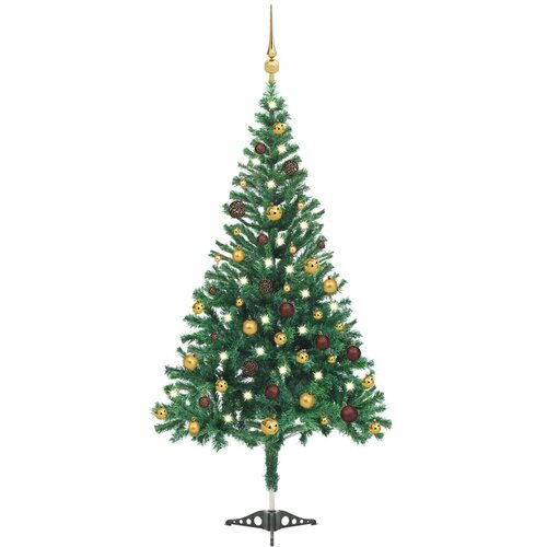 vidaXL Umetna novoletna jelka z LED lučkami in bučkami 210 cm 910 vej Cene