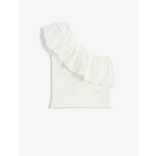 Koton One Shoulder T-Shirt Sleeveless Frill Detailed Scalloped