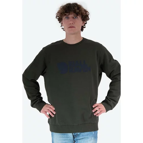 Fjallraven Pamučna dukserica Logo Sweater M za muškarce, boja: zelena, s aplikacijom, F84142-345