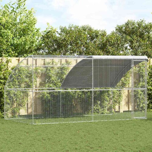 VidaXL Kletka za pi&amp;scaron;čance srebrna 400 x 200 x 198.5 cm Pocinkano jeklo Slike
