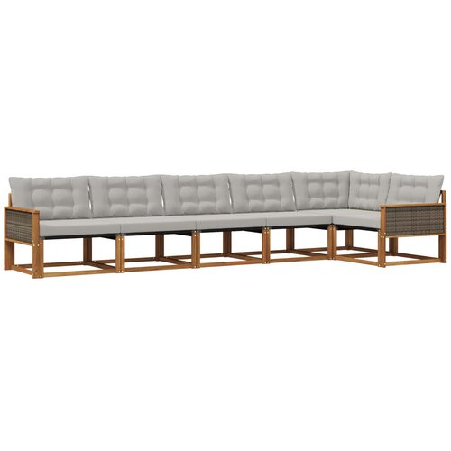 vidaXL Zunanja garnitura za sedenje 6 pcs Naravna in svetlo siva, (5000281772) Cene