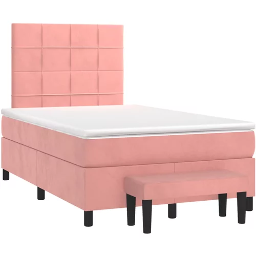 vidaXL Box spring postelja z vzmetnico roza 120x190 cm žamet, (21128878)