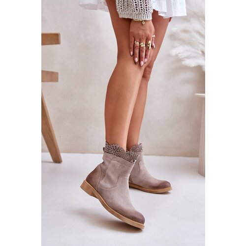Lewski Shoes Low Women&amp;#039;s Ankle Boots With Flat Heel Suede Lewski Slike