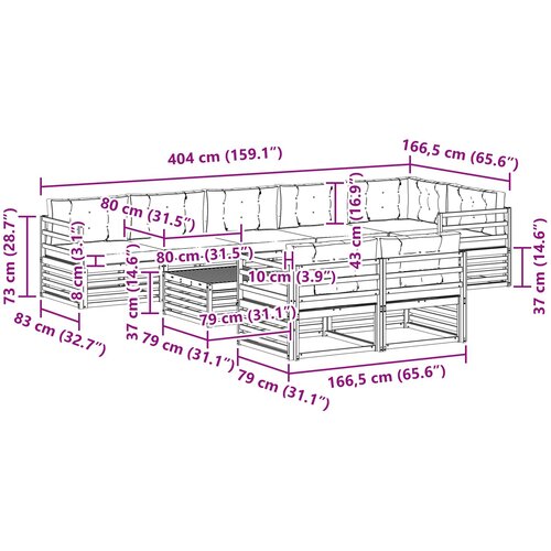  Set vanjskih sofa 9 kom. Bijela i bež 79 x 79 x 37 cm Slike