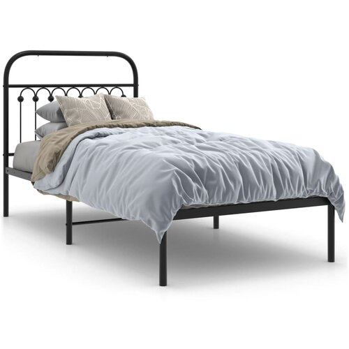 vidaXL Metalni okvir za krevet s uzglavljem crni 90x200 cm Cijene