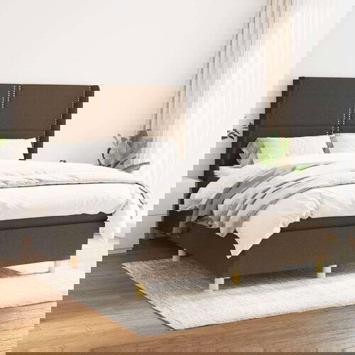  Box spring postelja z vzmetnico temno rjav 140x190 cm blago, (20726008) Slike