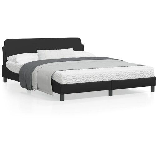 VidaXL Posteljni okvir z vzglavjem črn 160x200 cm umetno usnje Slike