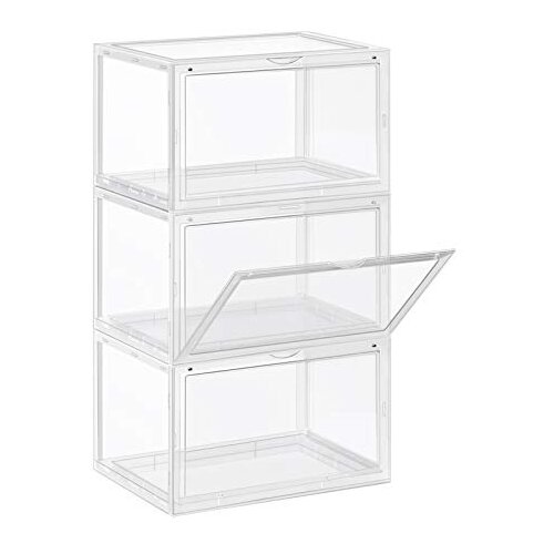 Songmics Škatle za čevlje, komplet 3 organizatorjev za čevlje s prozornimi vrati, plastična škatla za čevlje, velikost UK 11, 36 x 28 x 22 cm, prozorna LSP03CW, (21313492) Cene