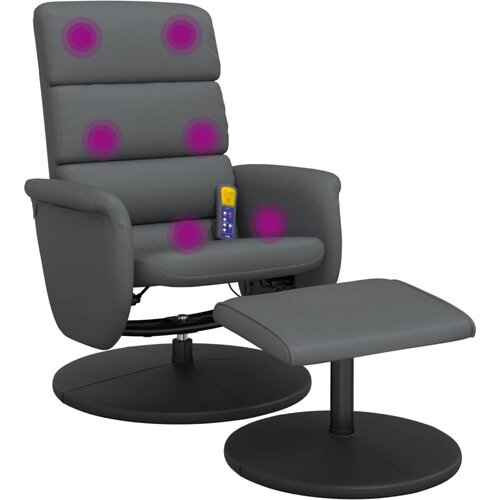 Maison Chic masažni naslanjač - Relax naslanjač s stolčkom za noge siv iz umetnega usnja, (22061156) Cene