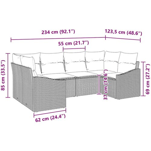  Set sofe 6 kom. Siva poliratan 234 x 123,5 x 85 cm Slike