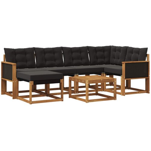 vidaXL Zunanja garnitura za sedenje z blazino 7 pcs Naravna in črna, (5000273326) Cene