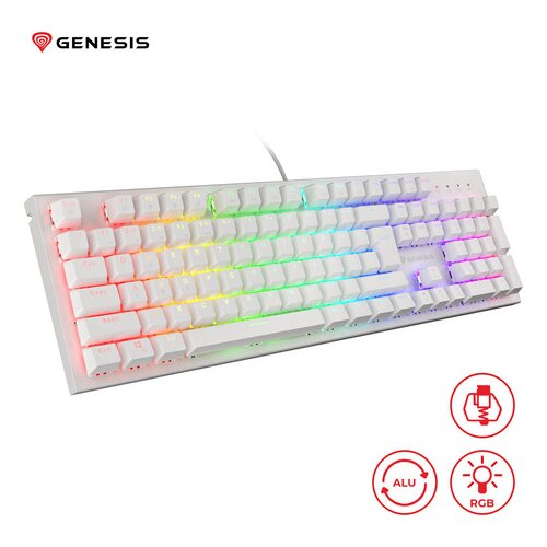 Genesis THOR 303 gaming tipkovnica, mehanska, RGB LED osvetlitev, Anti-Ghosting, F1 - F12, aplikacija, bela Cene