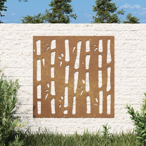 VidaXL Vrtna stenska dekoracija 55x55 cm corten jeklo bambus Slike