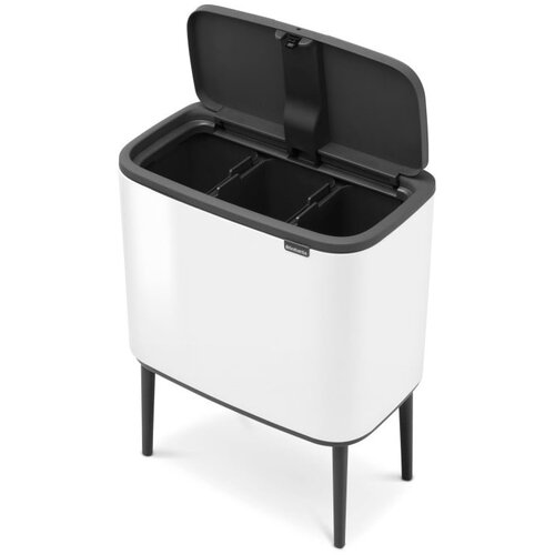 Brabantia Bo Touch Bin 3x11 litrov s tremi vložki iz umetne mase - Bela Slike