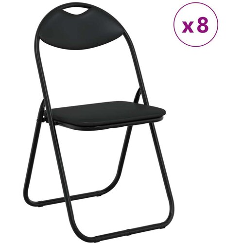  Sklopiva stolica 8 pcs Crna 48 x 43 5 x 81 cm Lažna koža - Crna 8 Slike