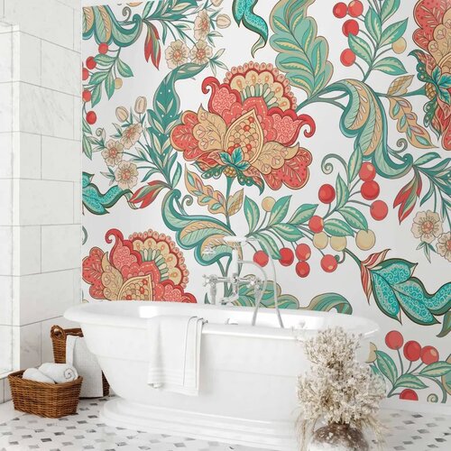  Foto tapeta - Ethnic vegetation - plant motif with ornaments in coloured flowers 250x175 Slike