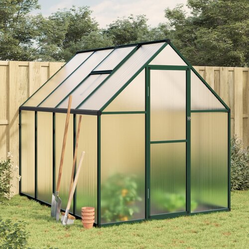 The Living Store Rastlinjak z okvirjem zelen 224x169x195 cm aluminij - Rastlinjak, (21618289) Cene