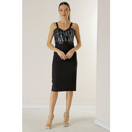 By Saygı Short Crepe Dress With Pulp Embroidered Lining Slike