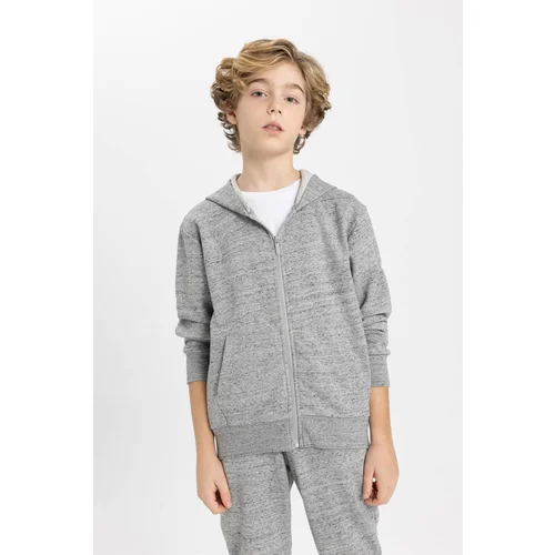 Defacto Boy's Hooded Zippered Sweatshirt