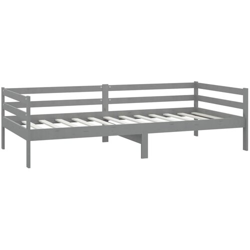 Dnevni ležaj s madracem 90 x 200 cm sivi od masivne borovine Slike