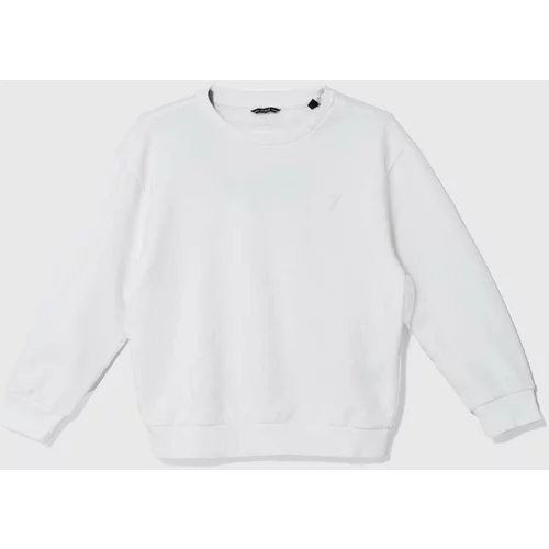 Guess Otroški bombažen pulover bela barva, L4YQ05 KAD73