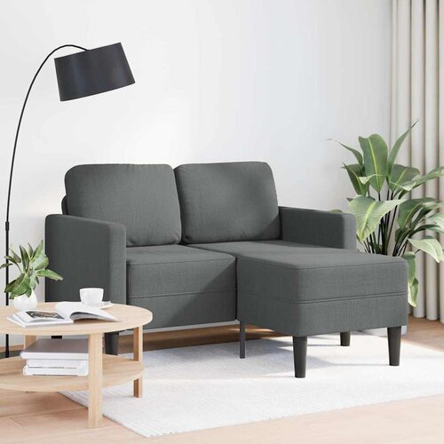  Dvosjed s ležaljkom u obliku slova L, tamno siva, tkanina, 125 cm Slike