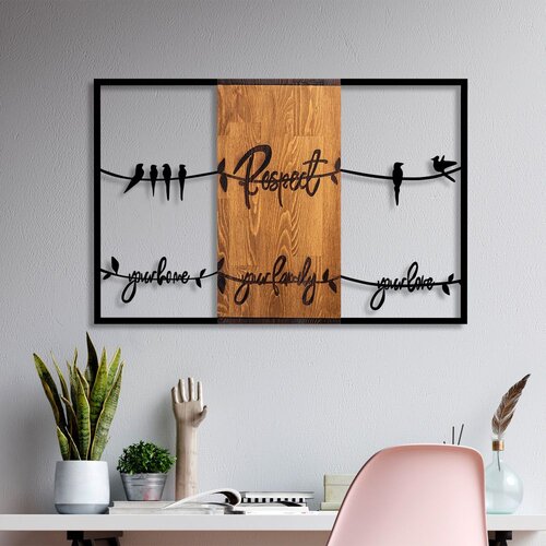Wallity Zidna dekoracija Respect Your Home Your Family Your Love 1, 88 x 57 cm, Smeđa Cene