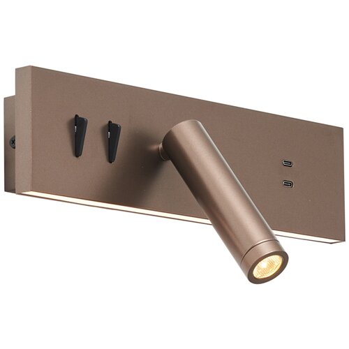 QAZQA Stenska svetilka bronasta nastavljiva z USB-C vklj. LED - Modric Slike
