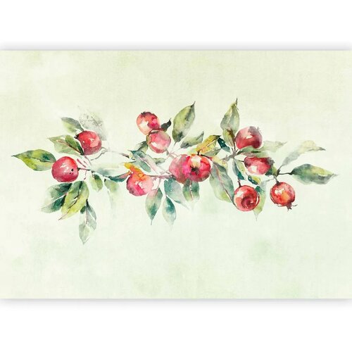  Foto tapeta - Apple branch - delicate landscape with a plant and apples on a white background 200x140 Slike