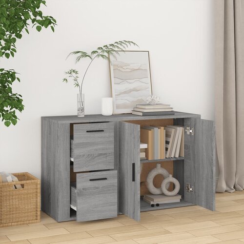  Komoda sivog hrasta sonome 100x33x59,5 cm od konstruiranog drva Slike