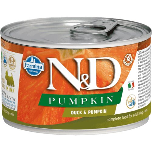 N&d Pumpkin konzerva za pse Mini Adult, Bundeva i Pačetina, 140 g Slike