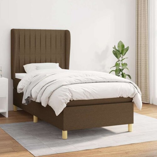  Box spring postelja z vzmetnico temno rjava 100x200 cm blago, (20724220) Cene