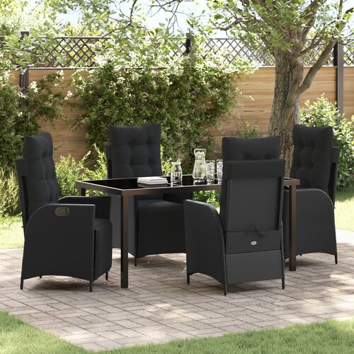 VidaXL Set od 5 komada vrtne blagovaonice Crni poli rattan Slike